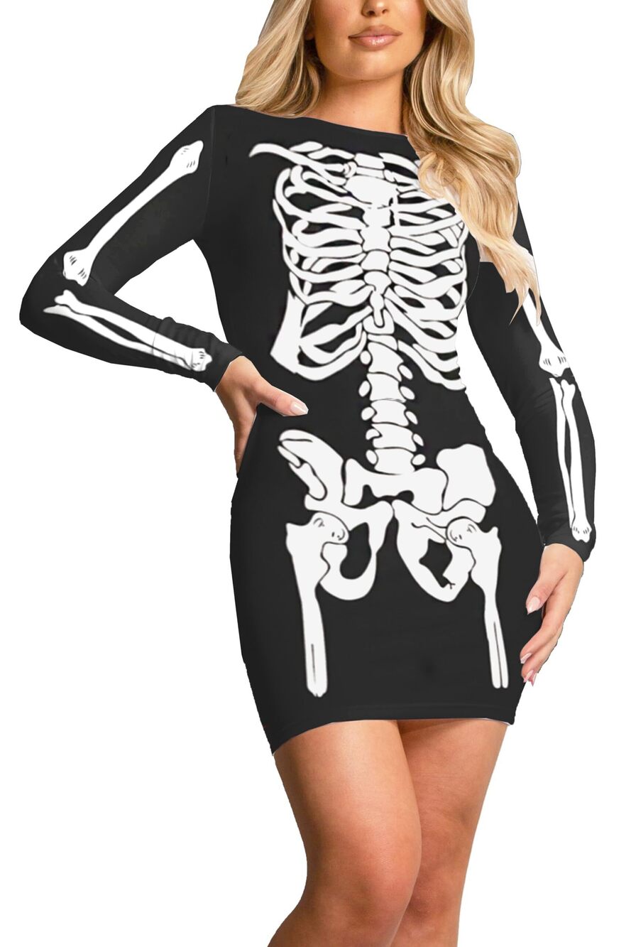7399 Halloween Skeleton Costume Dresses Cosplay Party Novelty Outfit
